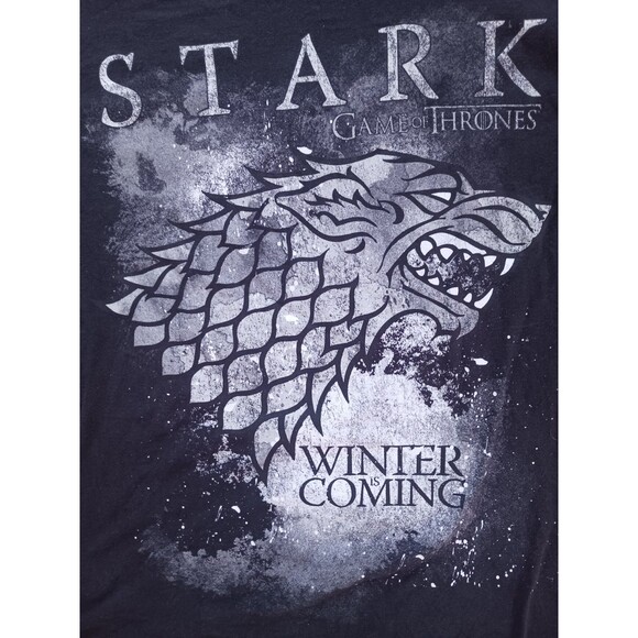 Game Of Thrones House of Stark "Winter Is Coming" T-Shirt Large Black Dragon - Picture 2 of 5